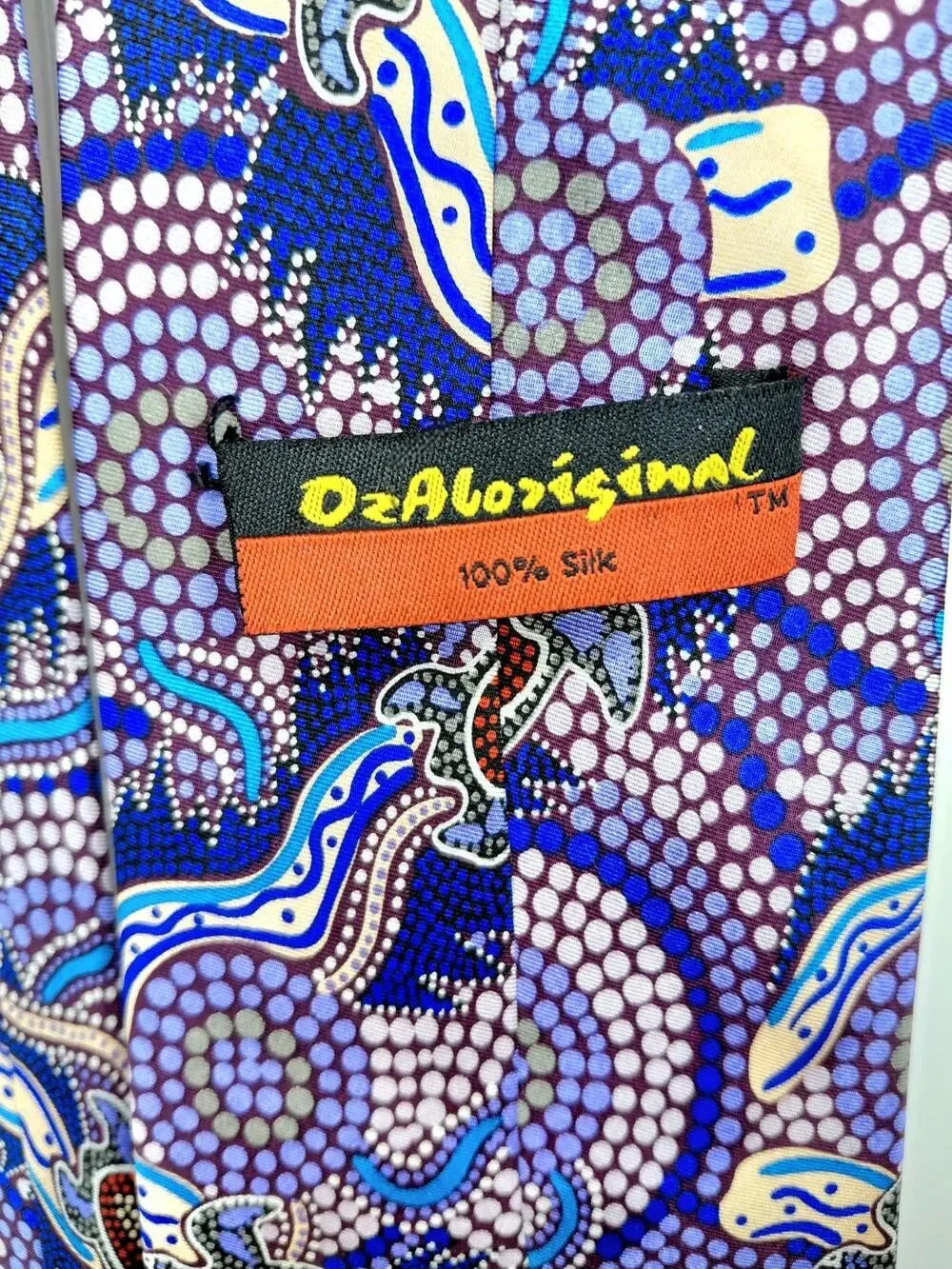 OzAboriginal 100% Silk Necktie – Authentic Australian Indigenous Art – Pristine
